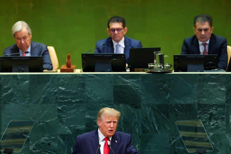 FILE PHOTO: US President Donald Trump addresses the 81st United Nations General Assembly at UN headquarters in New York City, US, September 22, 2026. REUTERS/Mike Segar/File Photo