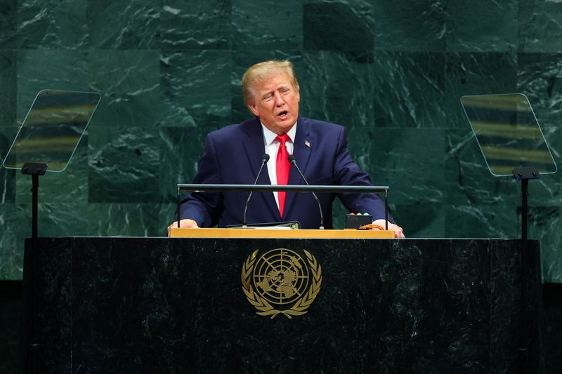FILE PHOTO: US President Donald Trump addresses the 81st United Nations General Assembly at UN headquarters in New York City, US, September 22, 2026. REUTERS/MIKE SEGAR/File Photo
