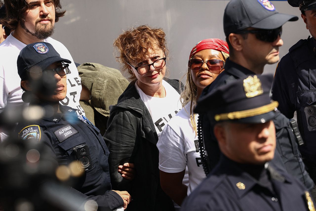 Susan Sarandon and Hannah Einbinder detained following protest against ...