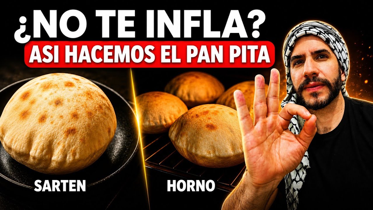 Pan pita árabe casero que infla perfectamente