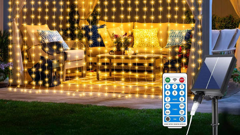 Amazon's waterproof solar light curtain has eight lighting modes for $20