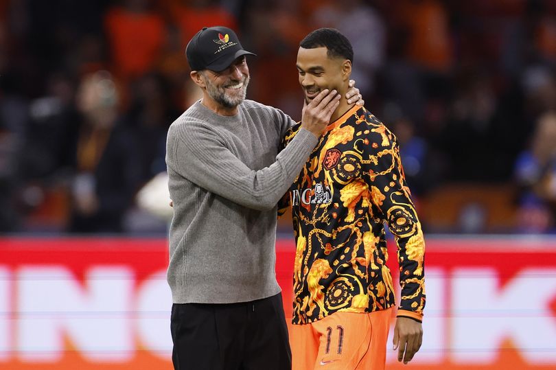 AMSTERDAM - (LR) Germany national coach Jürgen Klopp, Cody Gakpo of the Netherlands during the UEFA Nations League match between the Netherlands and Germany at the Johan Cruijff ArenA on 24 September 2026 in Amsterdam, the Netherlands. MAURICE VAN STEEN / ANP (Photo by ANP via Getty Images)