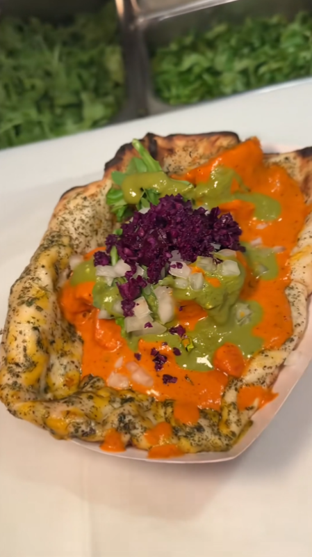 Chicken tikka masala cheesy naan taco