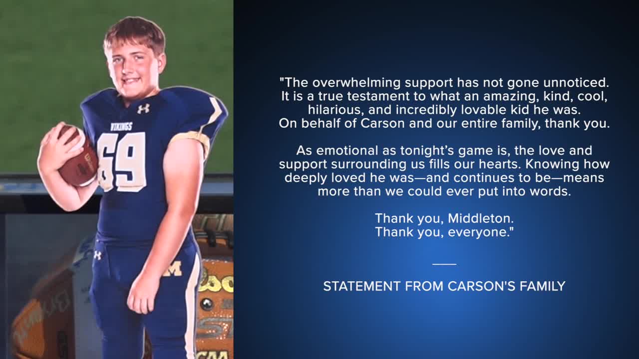 Middleton community honors 14-year-old Carson Chrapkowski at emotional ...