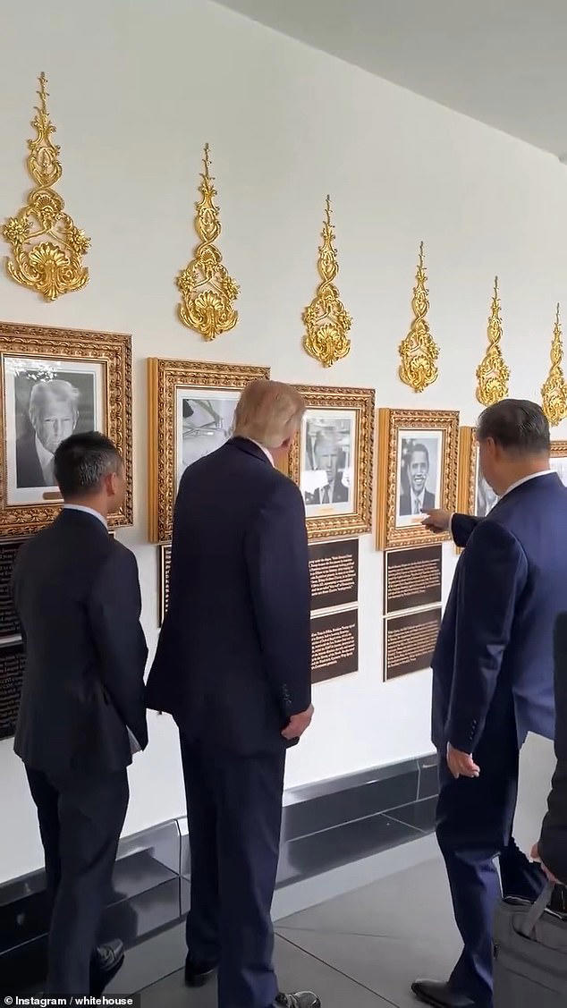 Moment China's President Xi bursts into laughter as Trump shows him ...