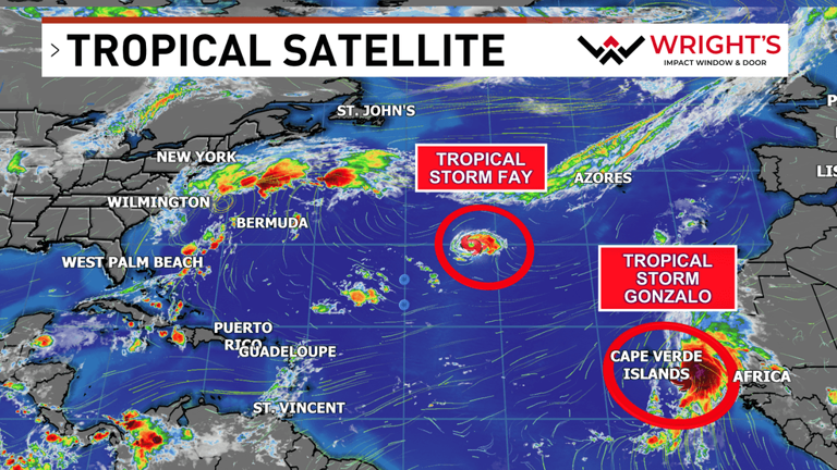 Tracking 2 tropical storms in the Atlantic Basin