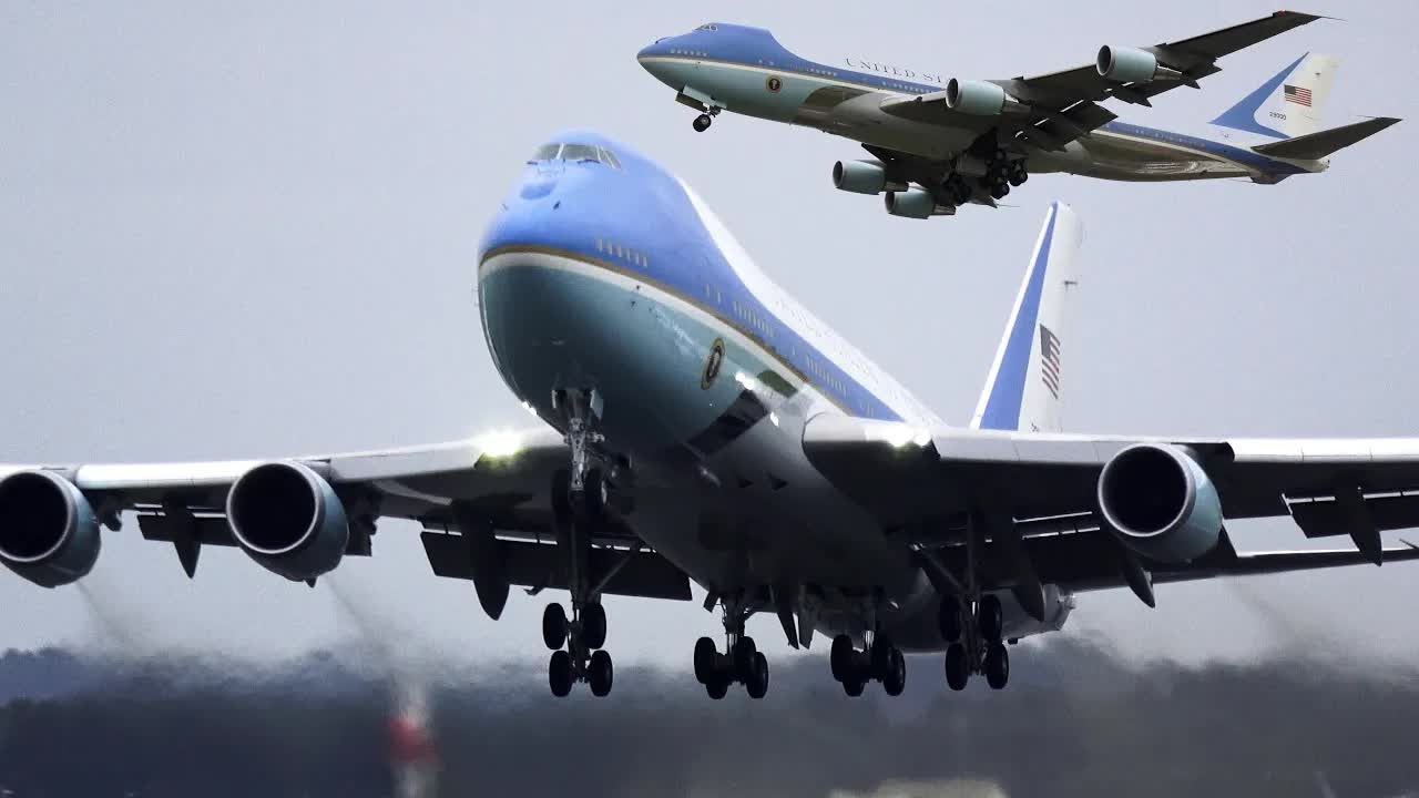Trump arrives on Air Force One for a brief stop - 