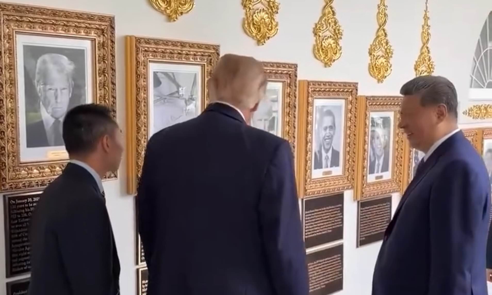 Moment China's President Xi bursts into laughter as Trump shows him ...