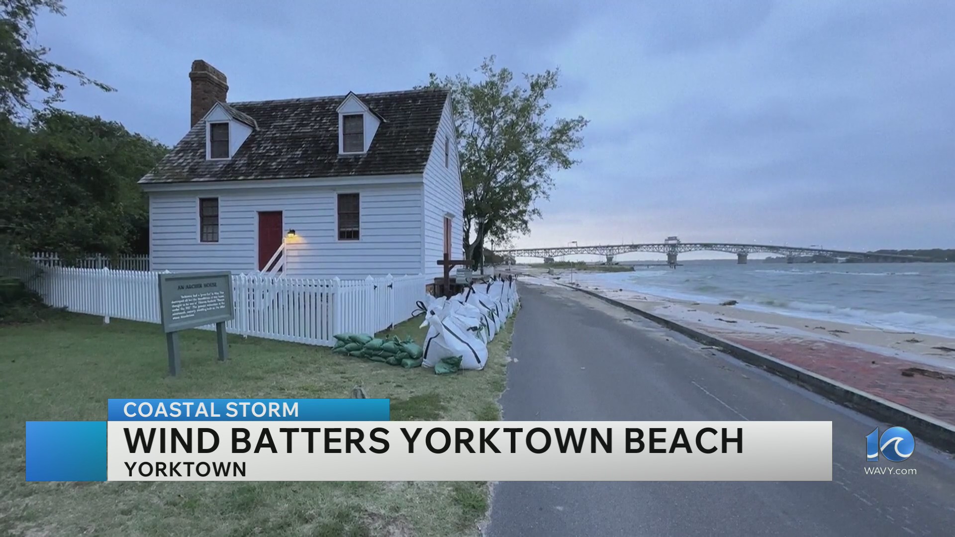 Wind batters Yorktown beach