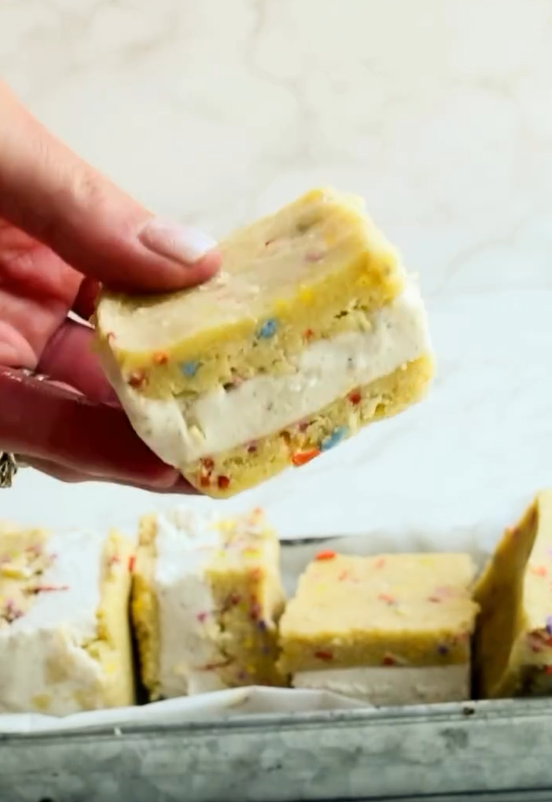 Funfetti cookie dough ice cream sandwiches