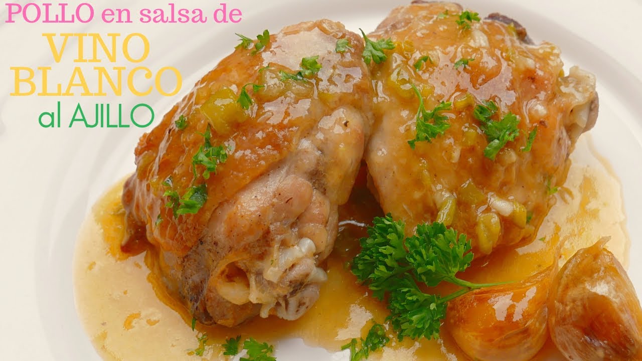 Pollo al ajillo con salsa de vino blanco casera