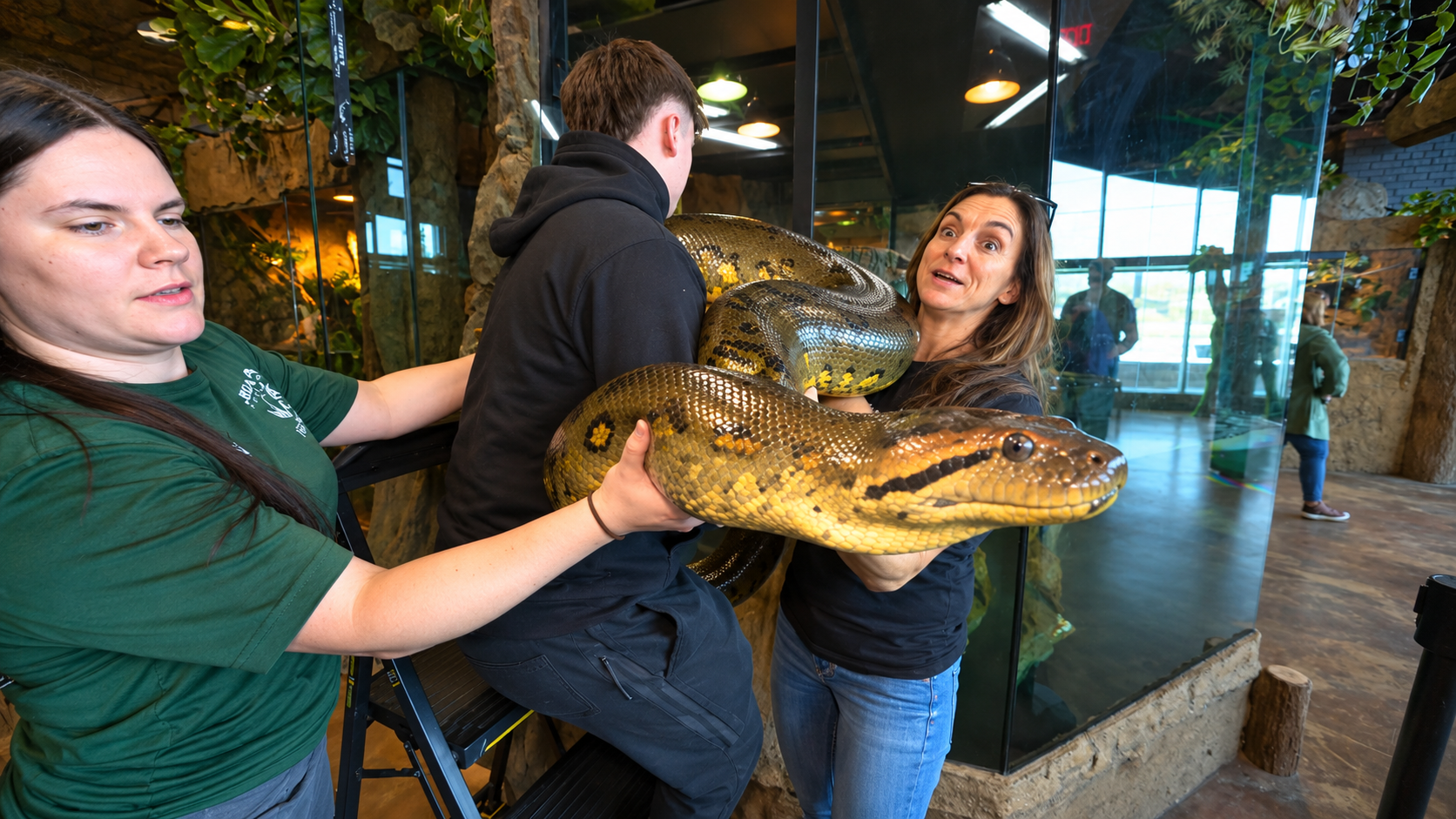 They tried to measure the longest snakes in captivity… it took multiple ...