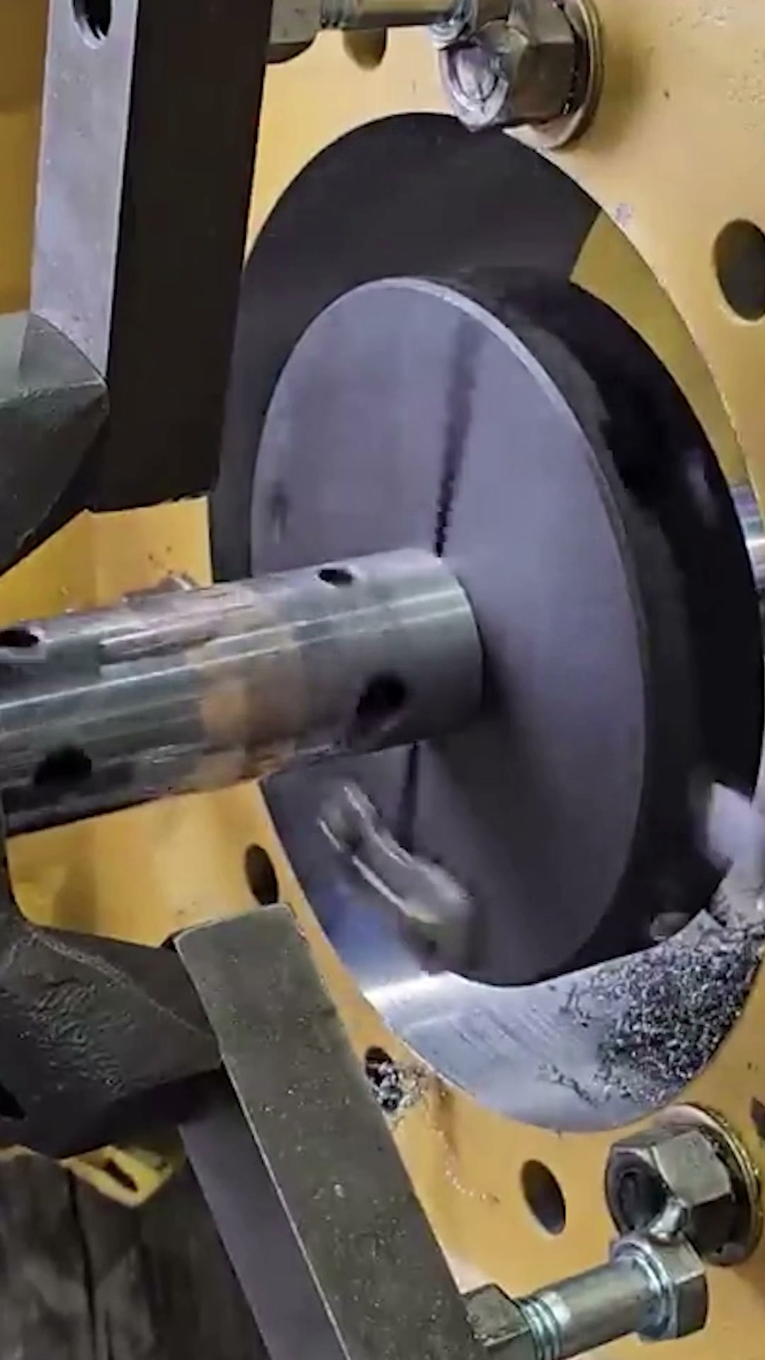 Precision line-boring a giant mining truck