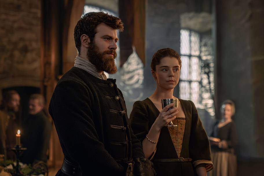 Sam Retford (Dougal MacKenzie) and Bobby Rainsbury (Maura Grant MacKenzie) in Outlander: Blood of My Blood season 2. | Image: Starz.