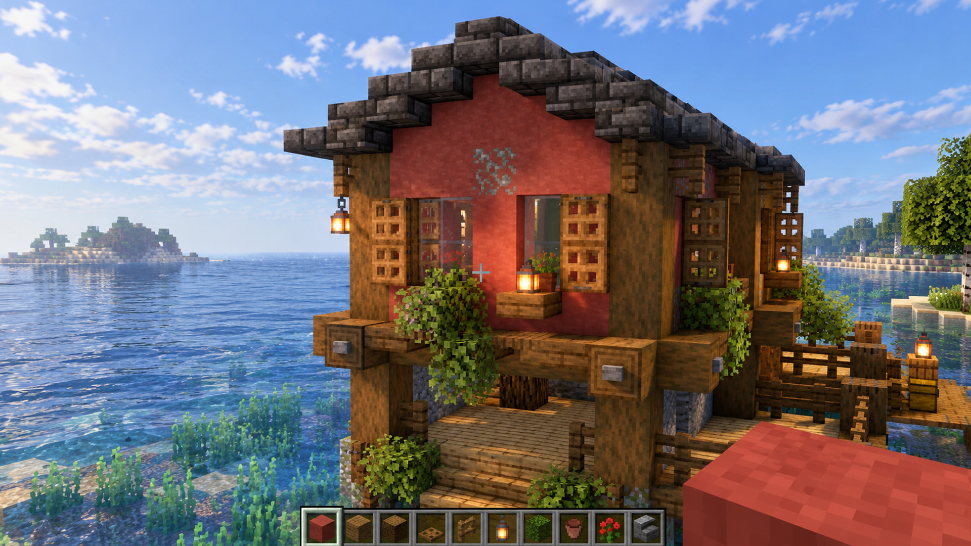 Cozy 3 player water house in Minecraft
