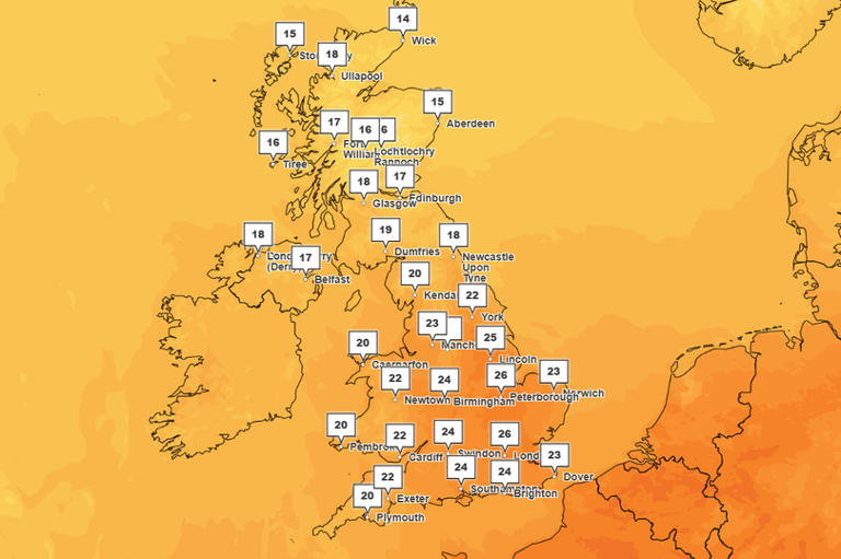 Met Office names UK area to soar to 27C ahead of wet, windy and stormy ...