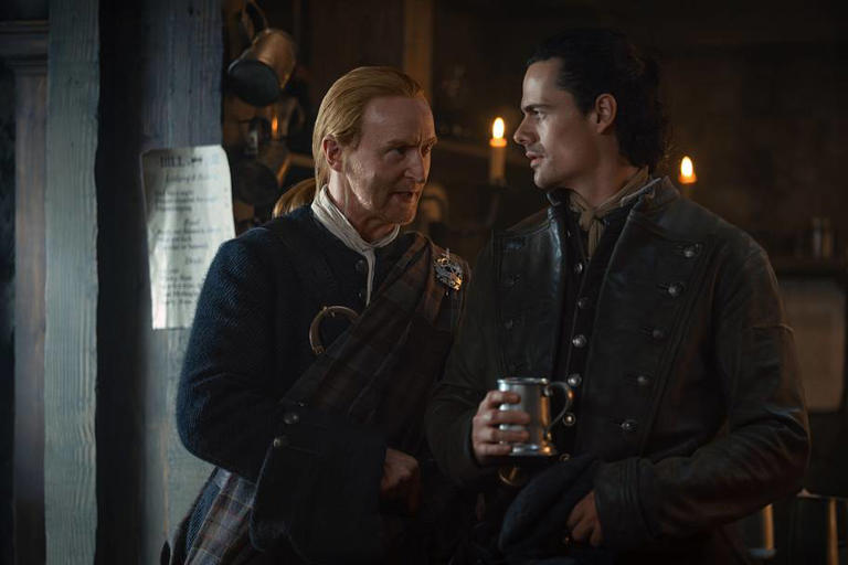 Tony Curran (“Simon Fraser ‘Lord Lovat’”) and Jamie Roy (“Brian Fraser”) in Outlander: Blood of My Blood season 2 episode 2. | Robert WilsonPhoto credit: Robert Wilson.