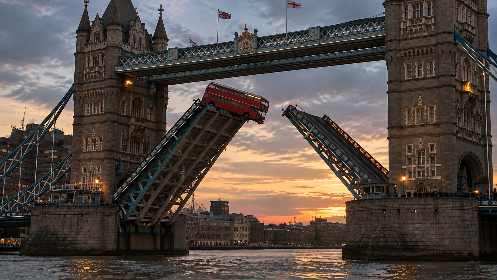 This bridge could split in half - then a bus got caught as it opened