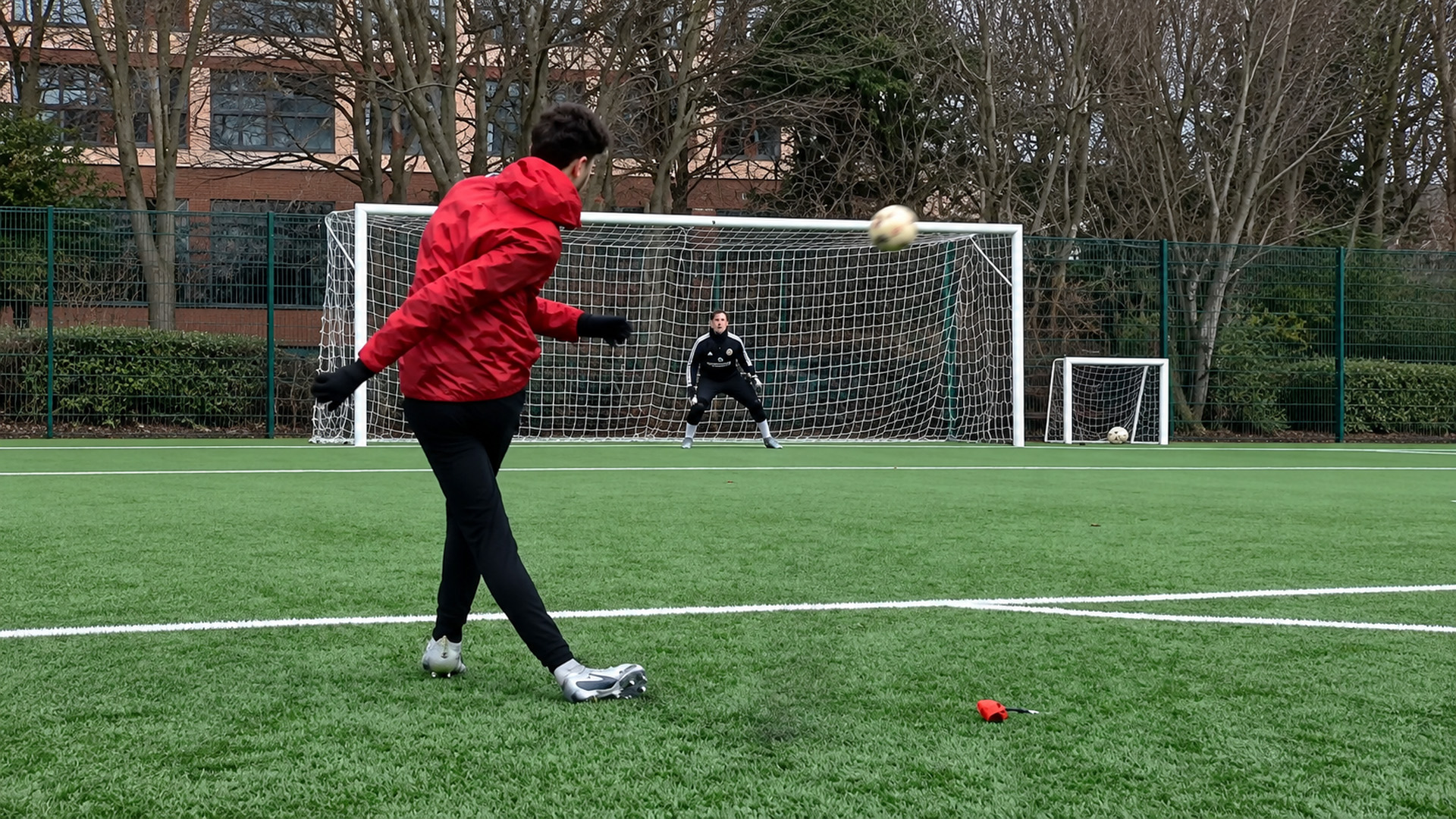 This knuckleball shot left the goalkeeper completely frozen