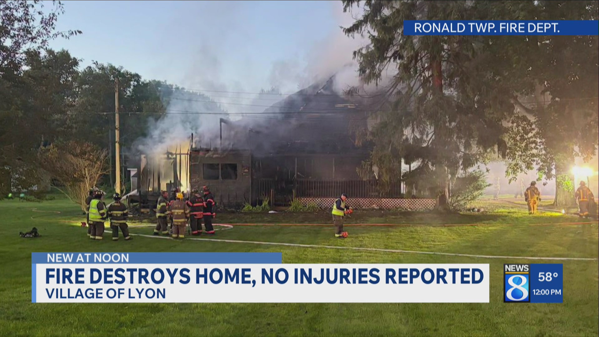 Early morning fire destroys home in the village of Lyons