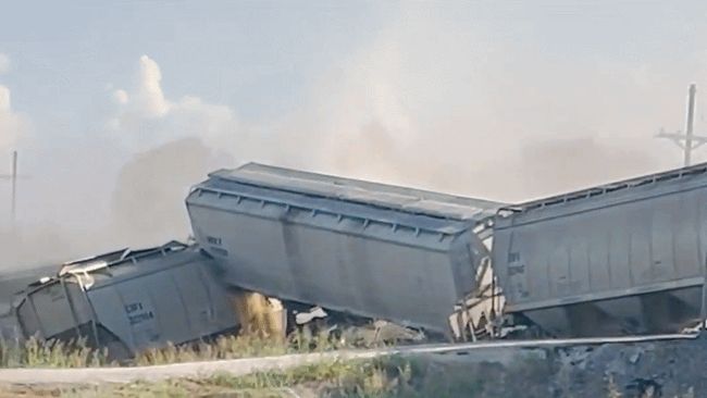 Major freight train derailment holds up rail line in central Texas