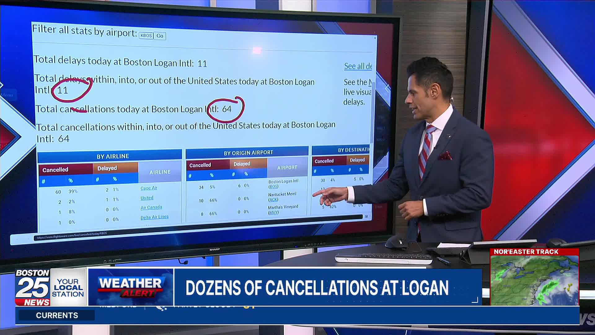 Delays, cancellations climbing at Boston Logan Airport as nor’easter ...