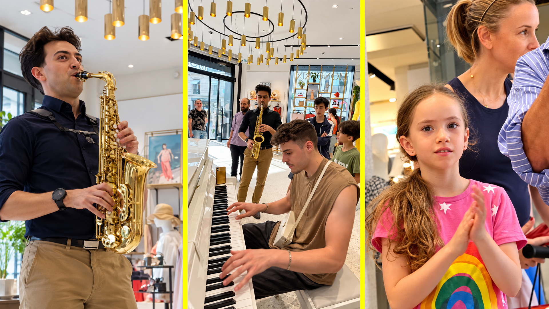 Children react adorably to a spontaneous public duet