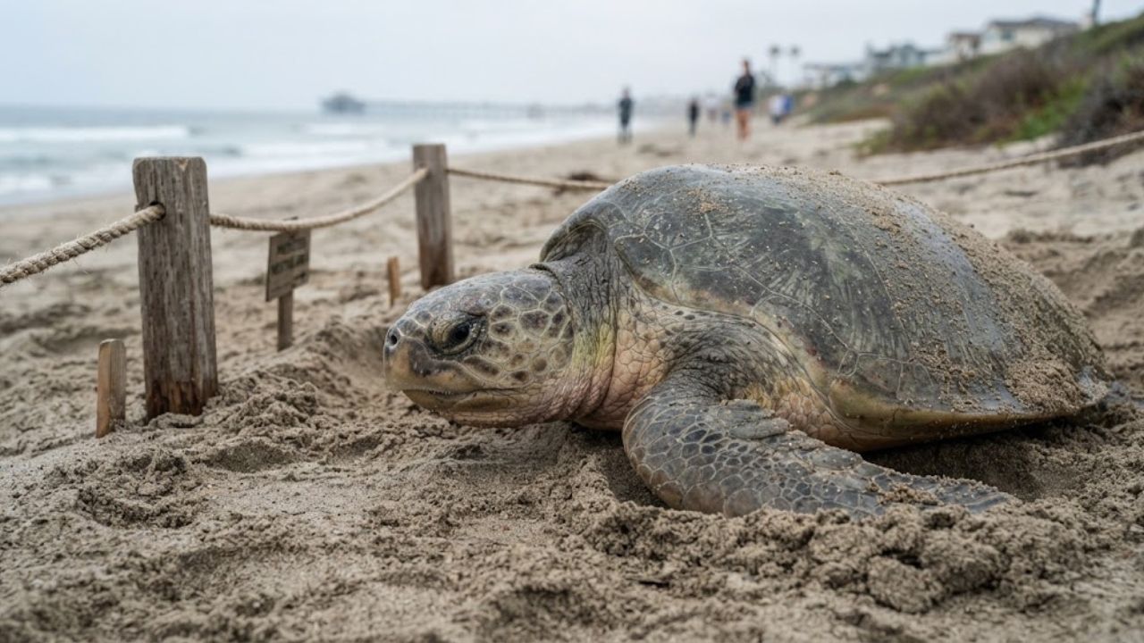 Historic natural sea turtle nesting occurs in California