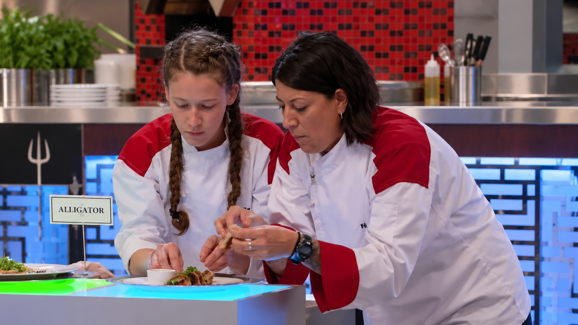 Chef Ramsay tests chefs with a protein identification challenge