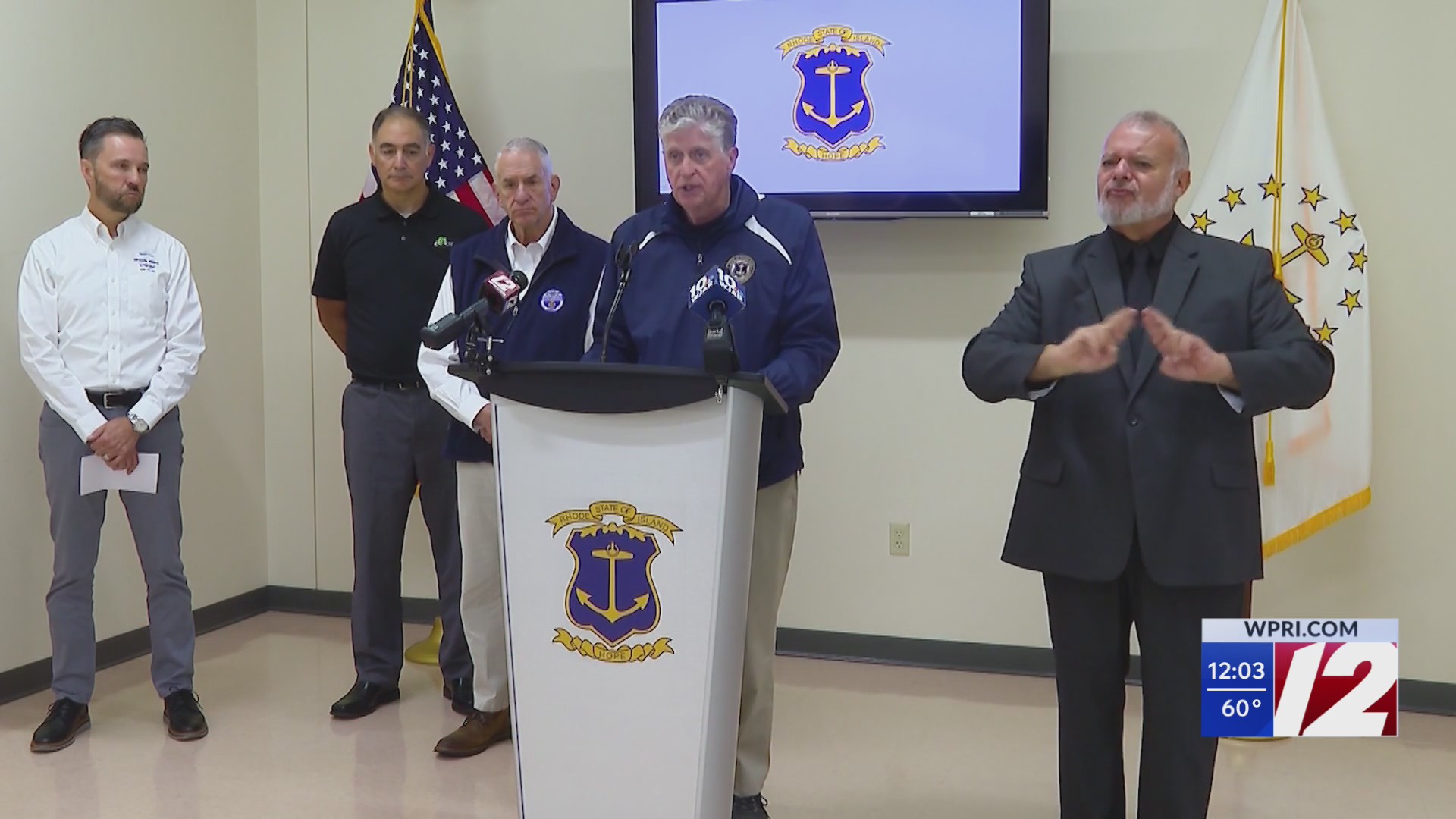 RI state officials give an update on preparations for weekend storm