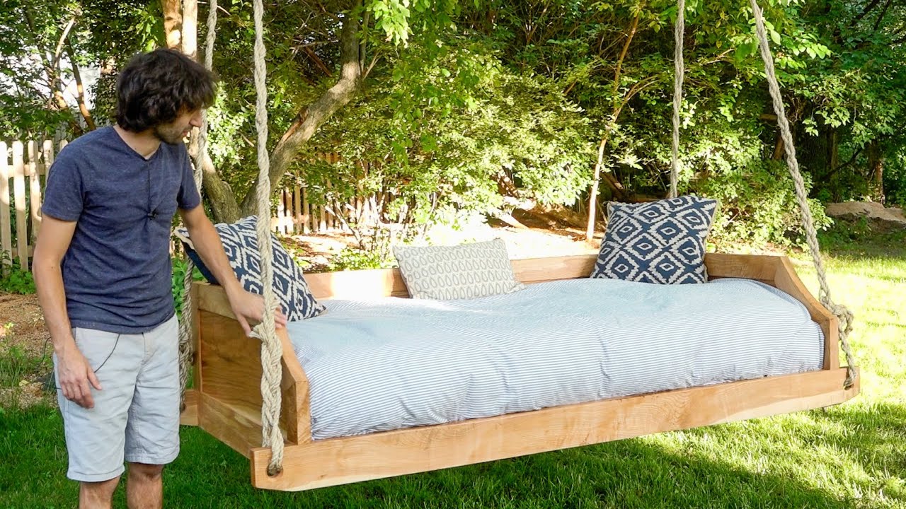 Porch bed swing from chainsaw milled ash 🪵