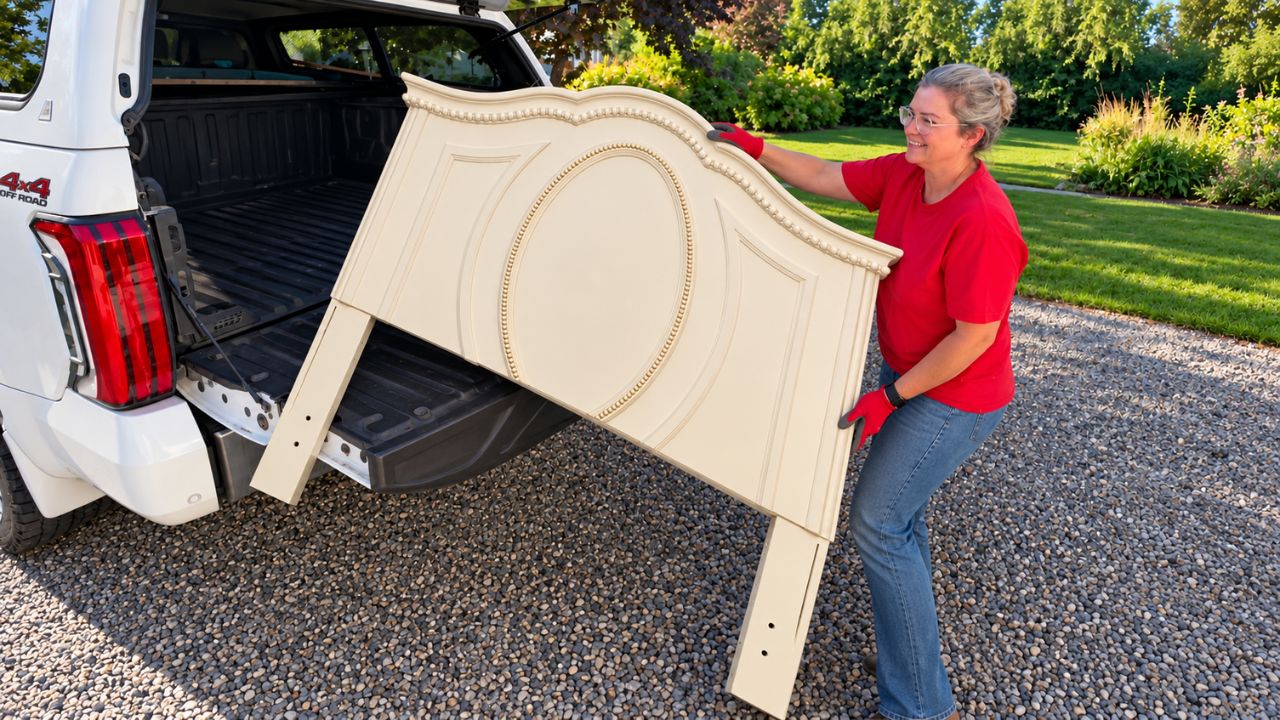 She turned an old headboard into a living room masterpiece