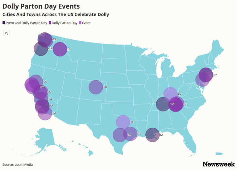 Dolly Parton Day: Map of areas hosting events to honor beloved icon
