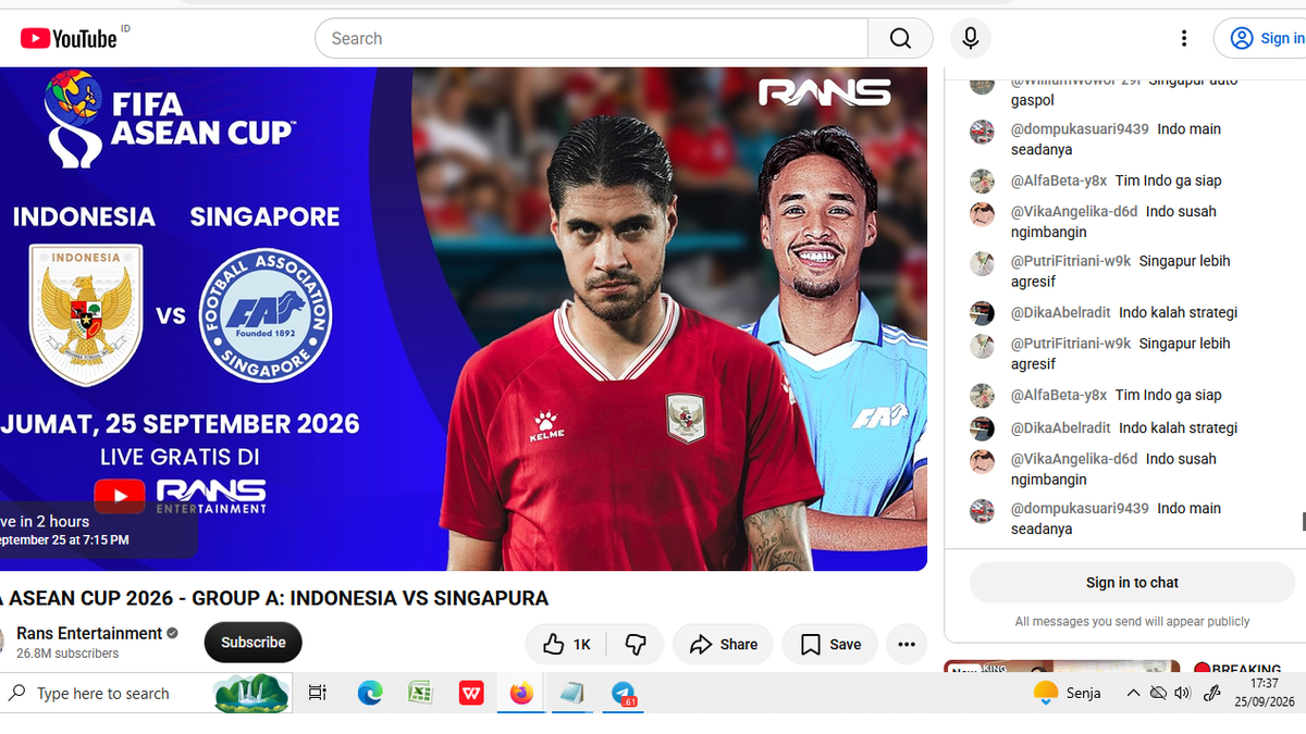 Link Rans Entertainment live streaming gratis Timnas Indonesia vs ...