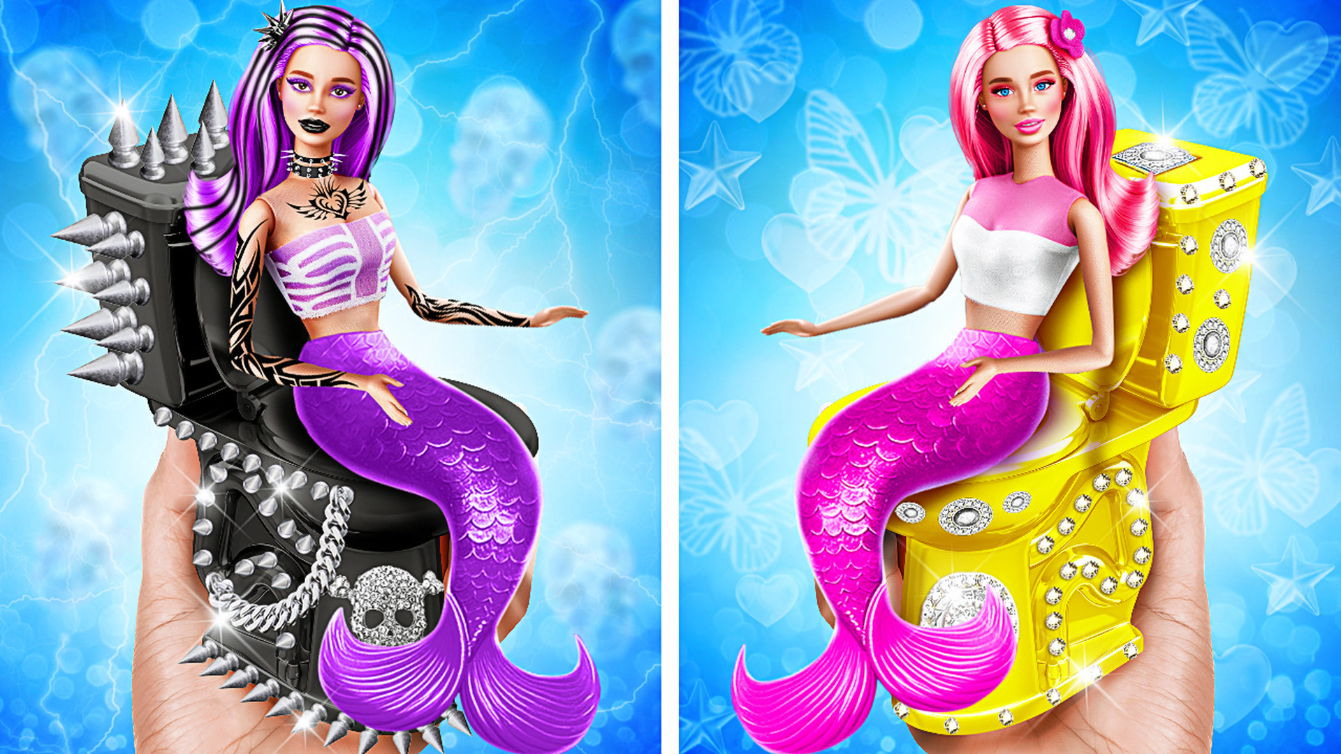 Doll makeover battle: E-girl mermaid vs soft mermaid mit Kostya ...