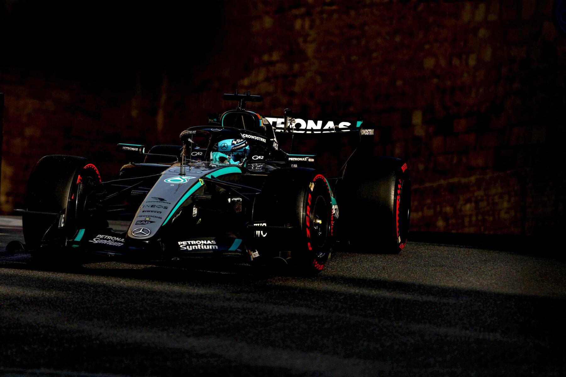 George Russell storms to dominant pole in Baku