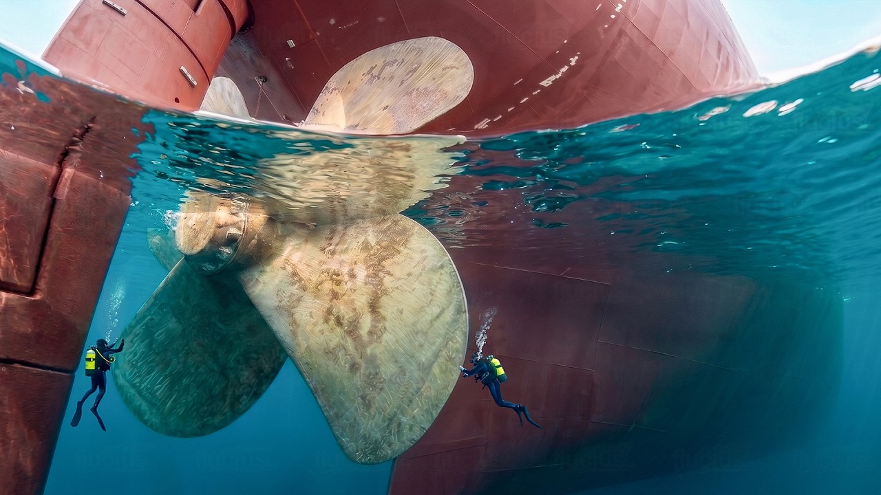 US Navy repairs its biggest ship propellers underwater