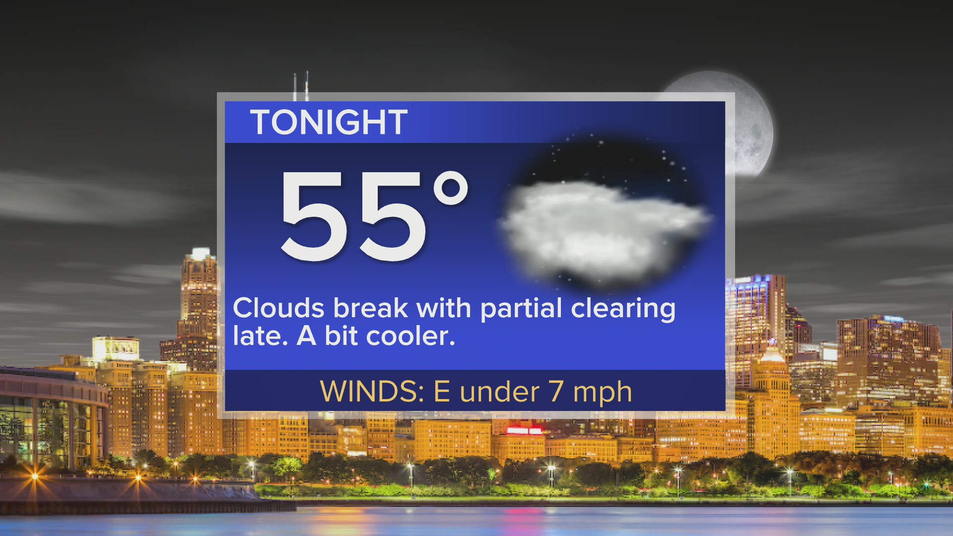 Tonight: Partial cloud clearing late; a bit cool