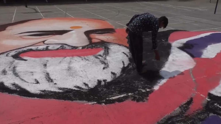 Neem Karoli Baba rangoli by students goes viral amid 'Hanuman Ansh' box ...