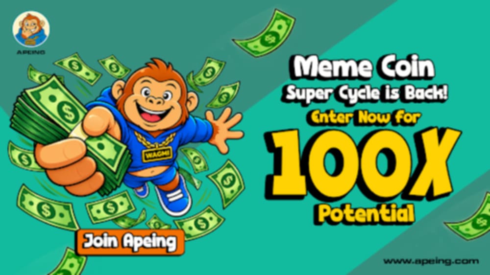 Next crypto to explode: Apeing’s $0.0004 entry, Bitcoin’s $1.58T market ...
