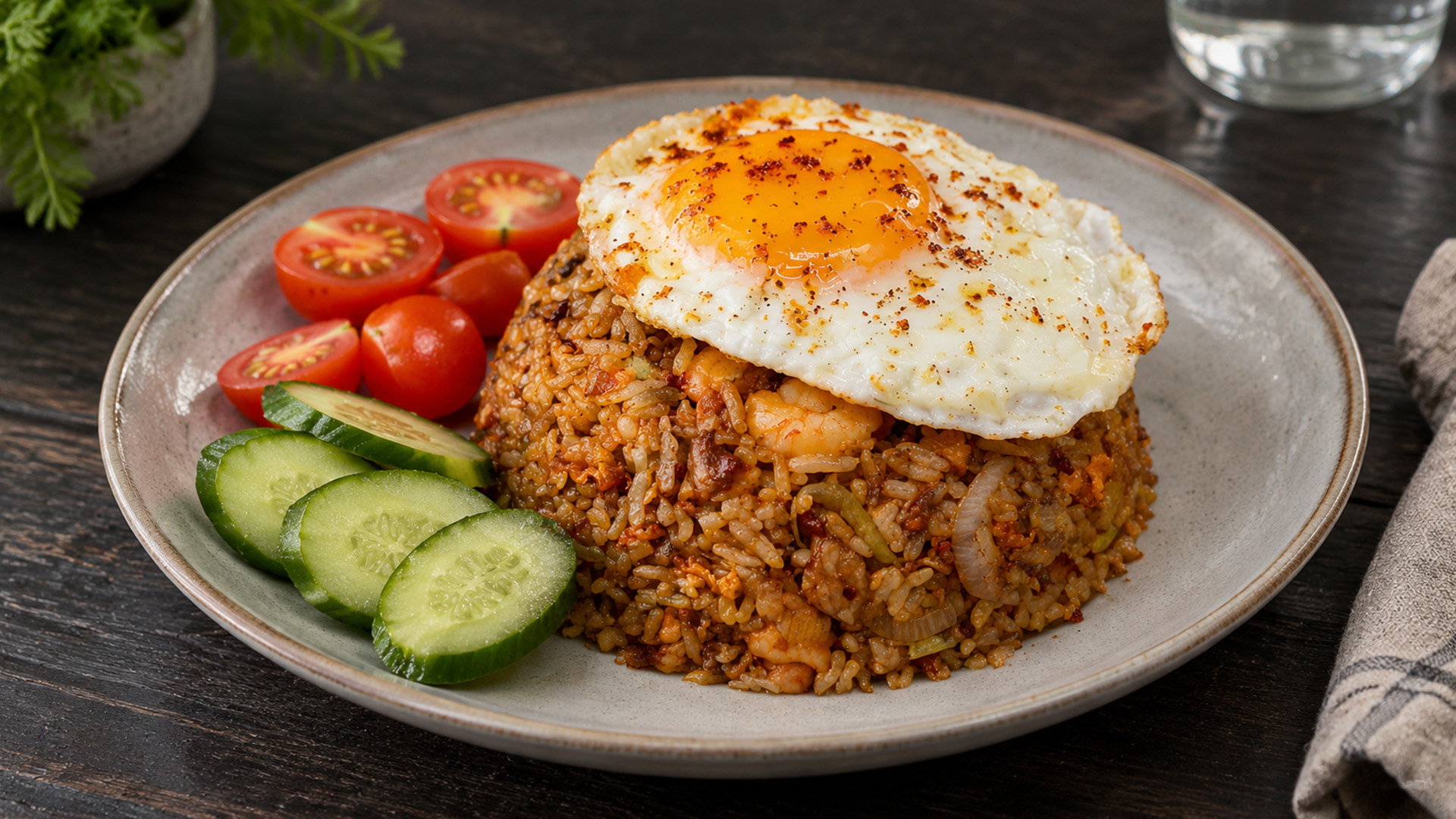Indonesian fried rice with bold spicy flavor
