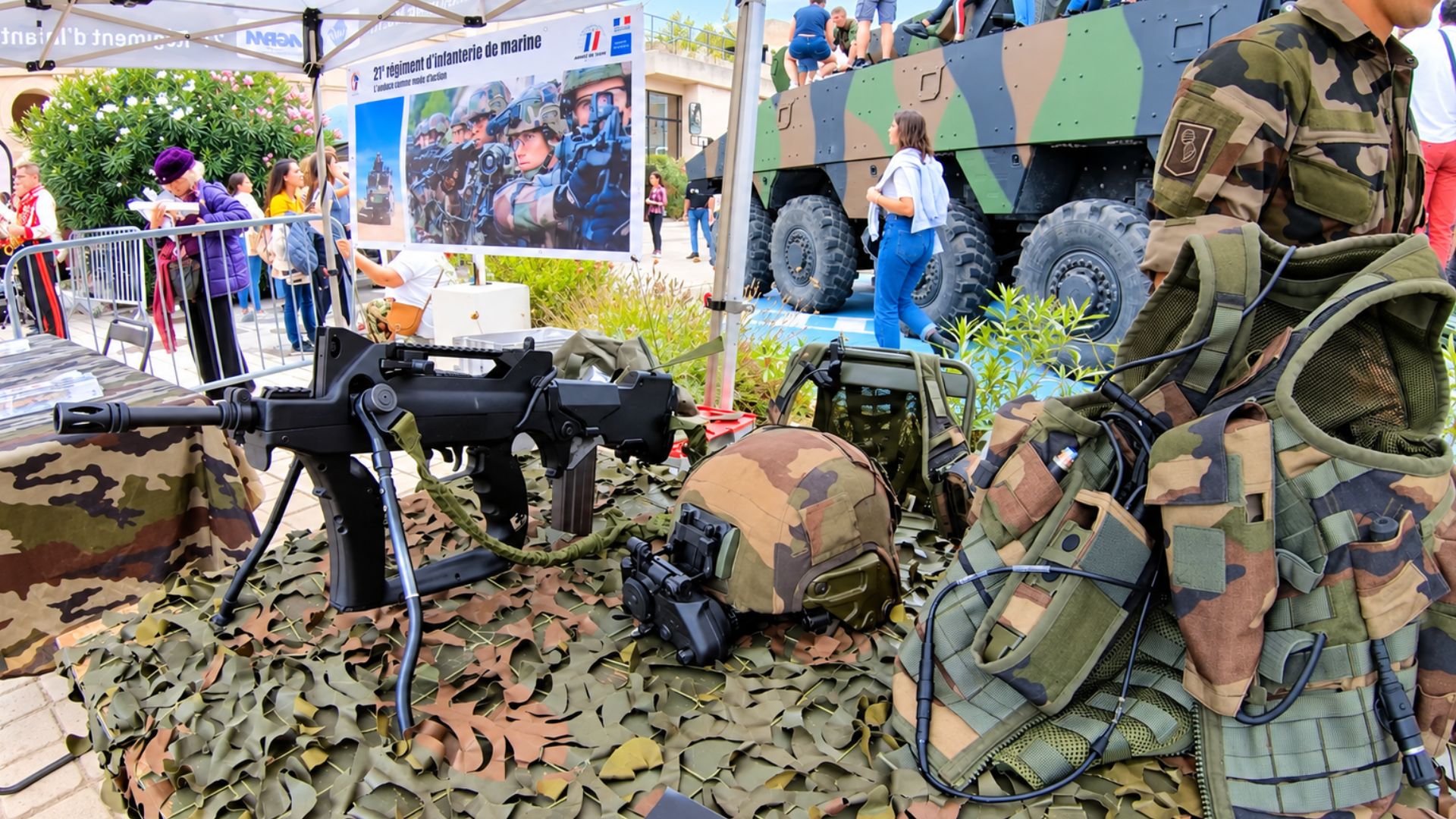 Inside a French military equipment display in Marseille (4K)