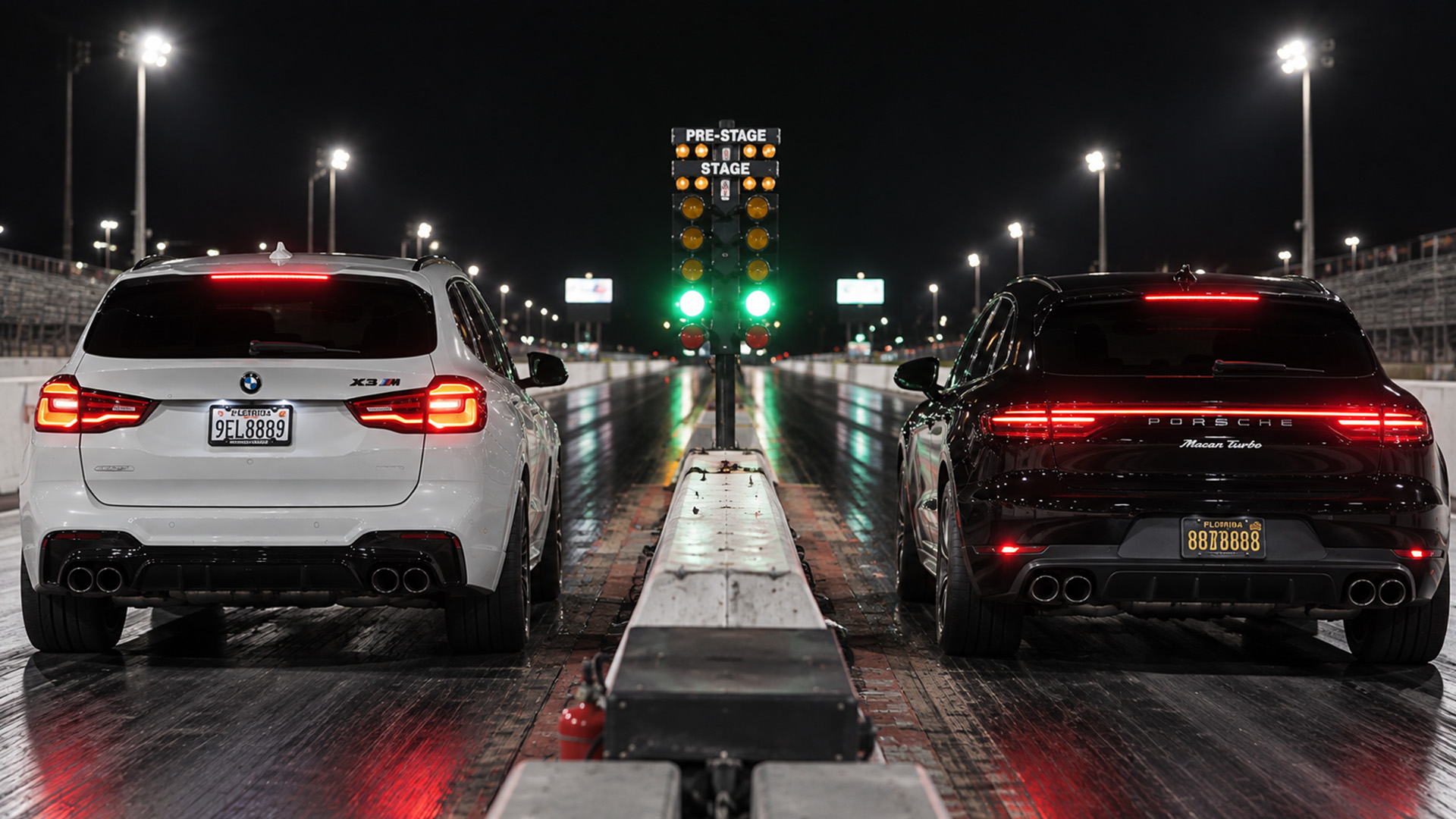 Porsche Macan Turbo battles a tuned BMW X3M in drag race