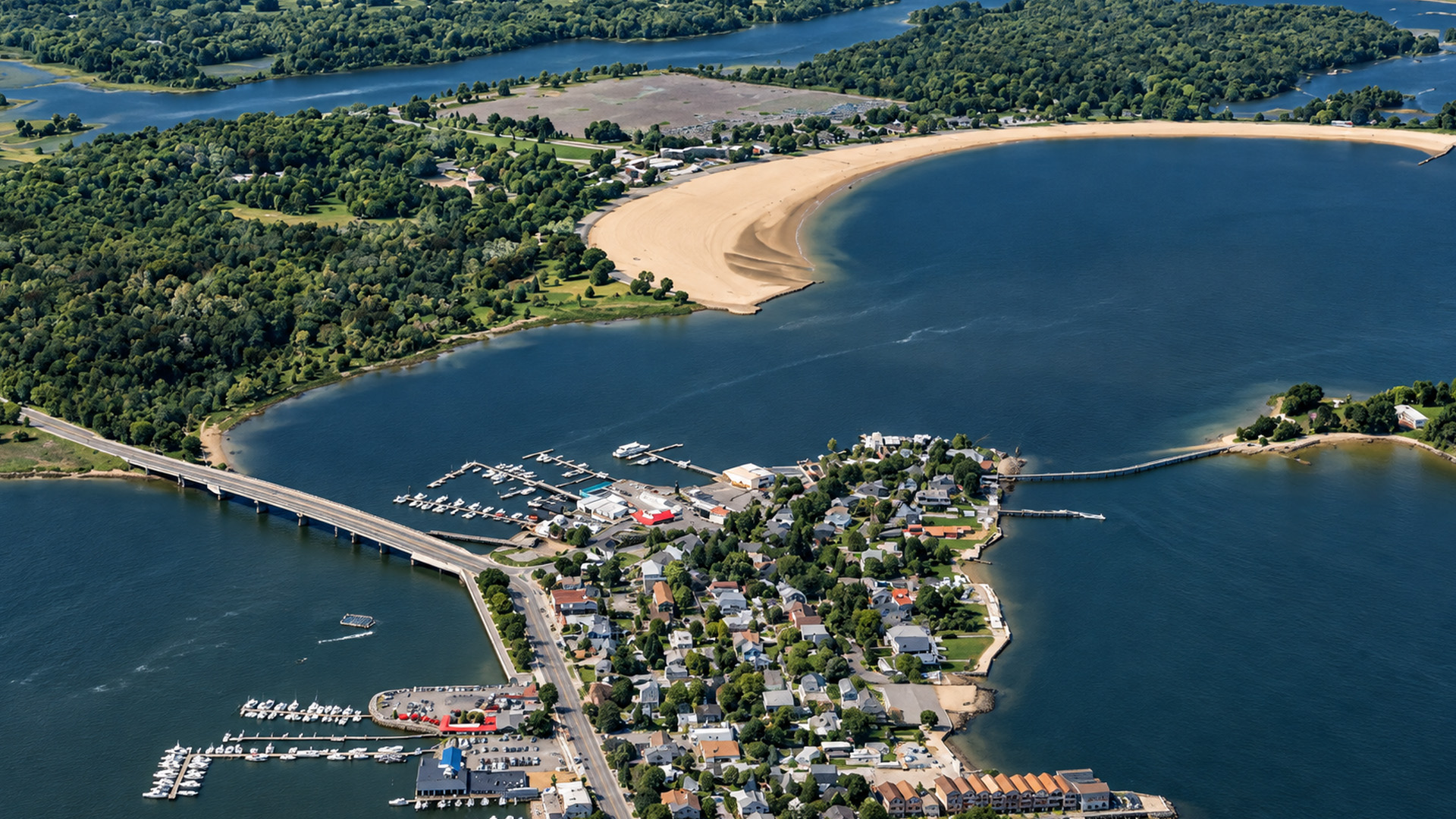 Orchard Beach and its wide curving shoreline