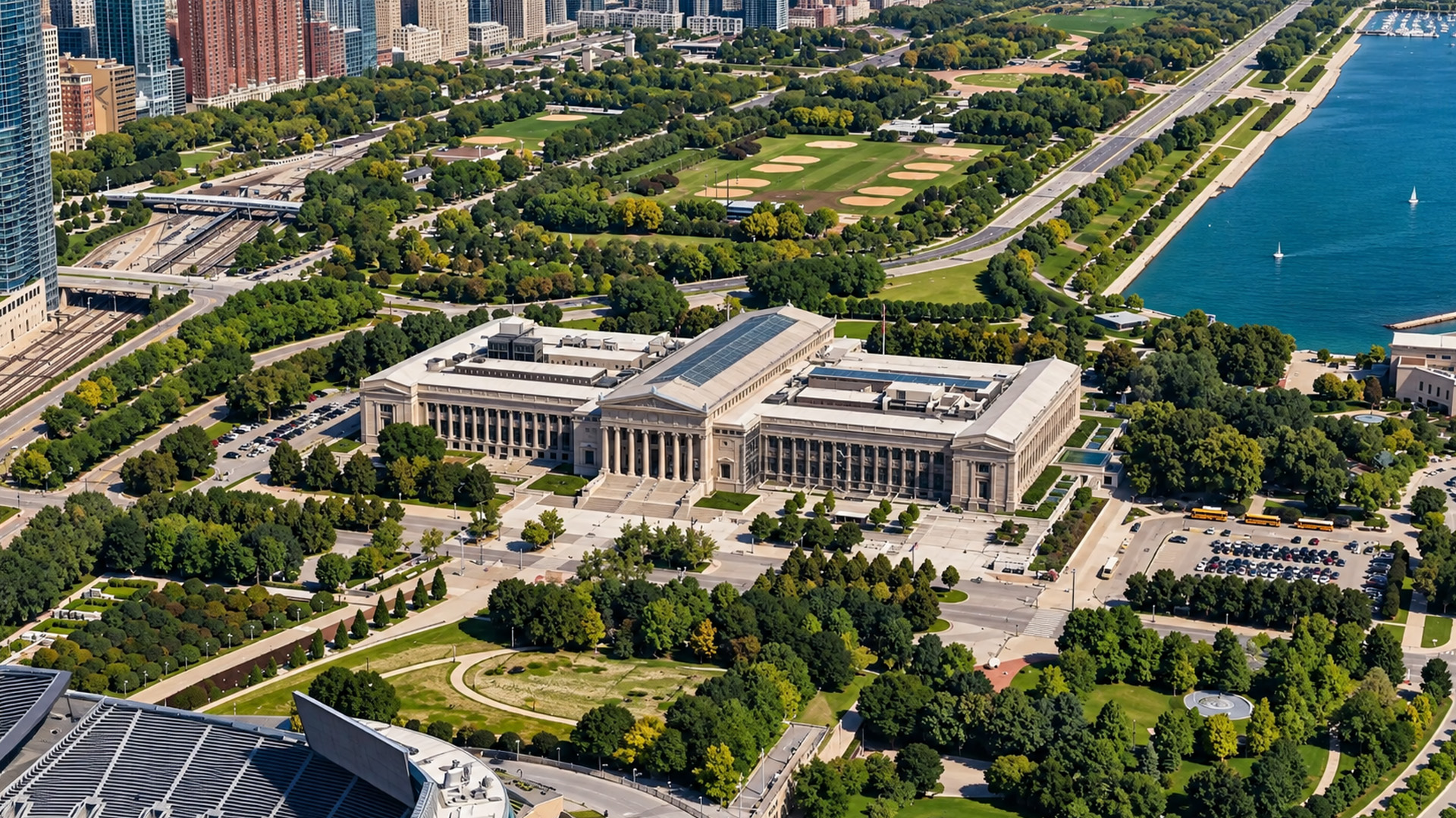 Field Museum beside Chicago’s lakefront parkland