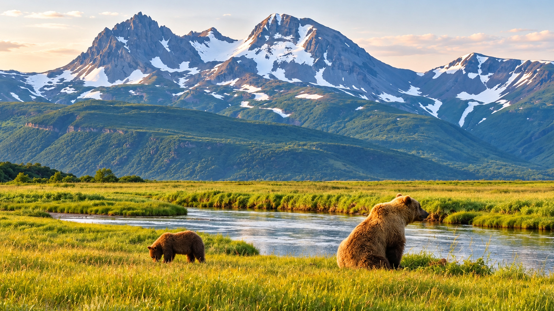 Brown bears roam freely across this wild valley