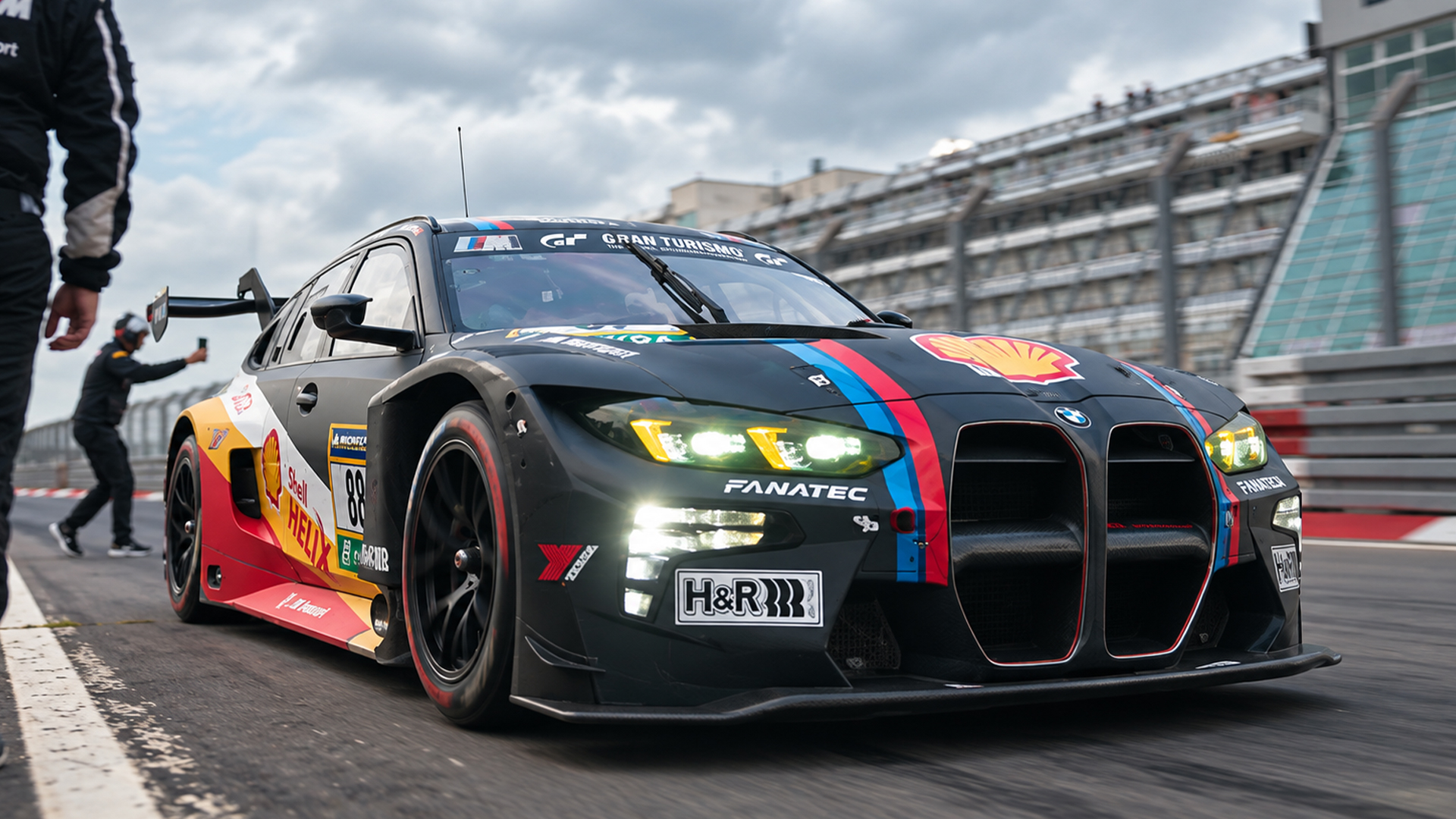 BMW M4 GT3 rolls into the pit lane ready to race