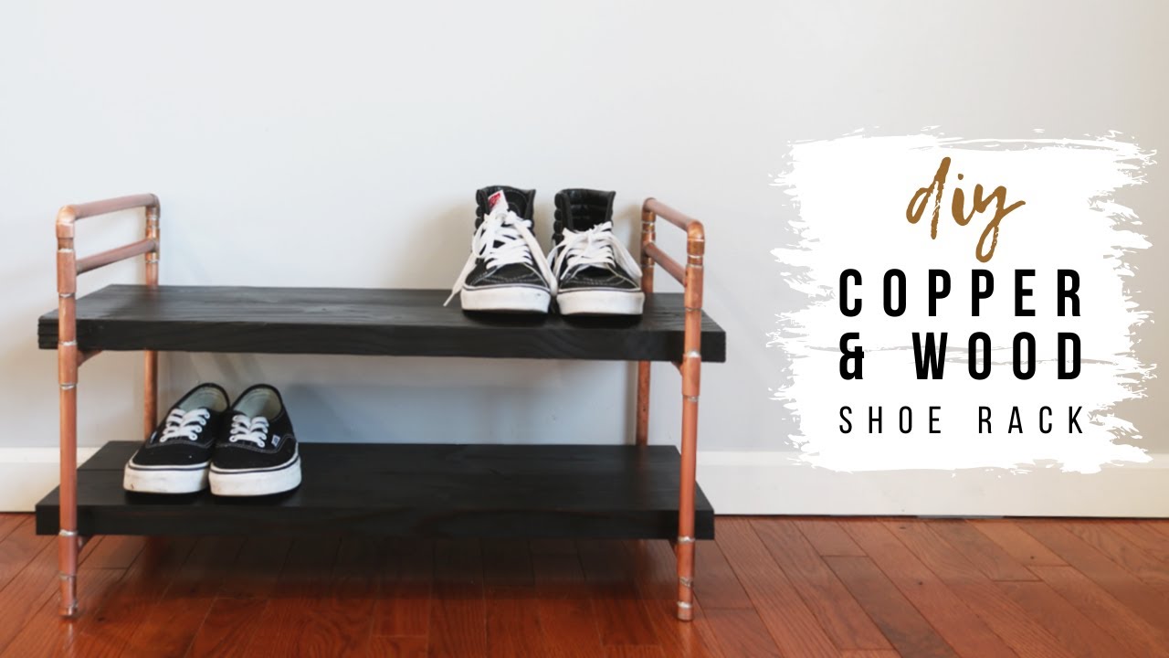 Easy DIY copper pipe shoe rack for small spaces