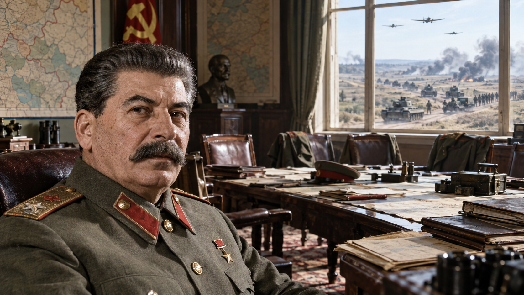 Stalin removed his own officers. Then Hitler invaded