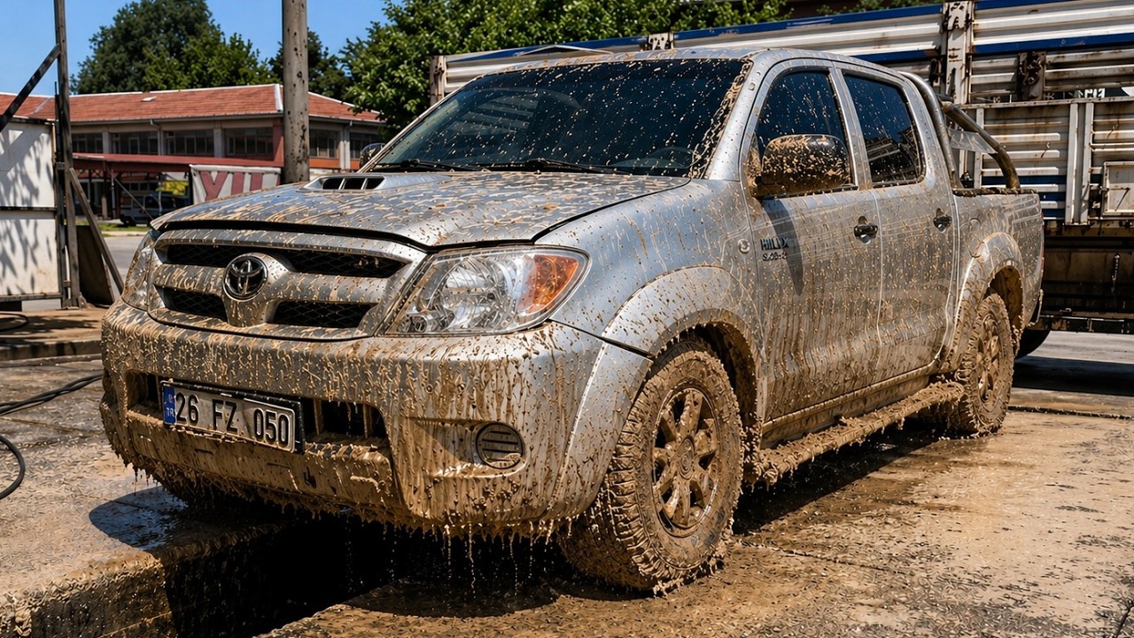 This farmer's truck was caked in field mud - amazing transformation!